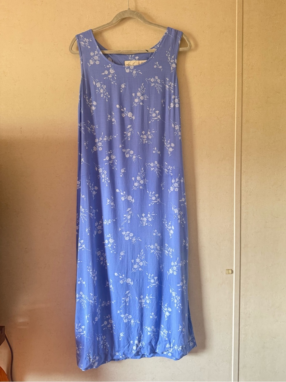 Vintage Kathie Lee Collection Periwinkle Floral Maxi Dress M 8/10 Cottagecore